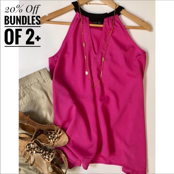Naked Zebra Tops - Hot Pink Halter Chocker Style Collar Tank